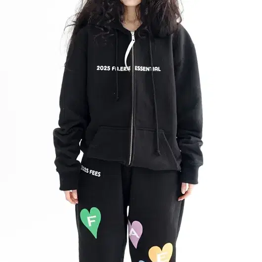 샵페어리 후드집업 heart balloons hoodie black