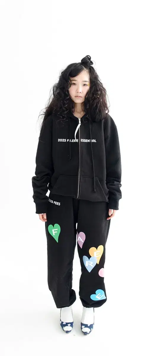 샵페어리 후드집업 heart balloons hoodie black