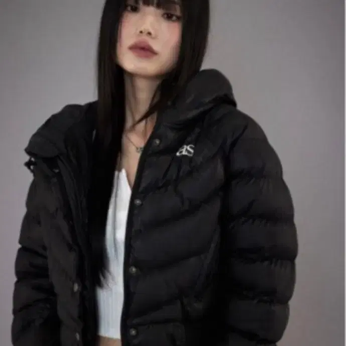 애즈온 SHORT PUFFER JACKET BLACK 숏패딩