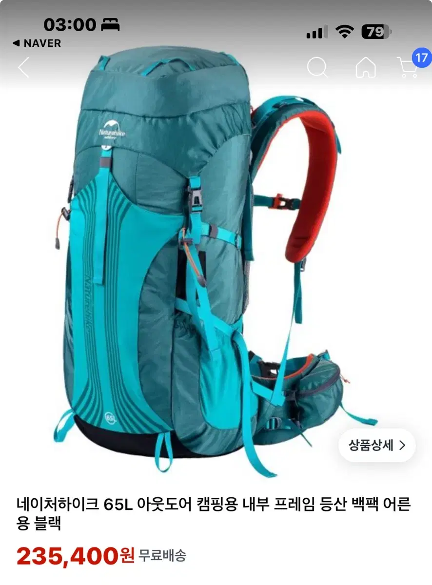 네이처하이크 65L 백패킹 배낭