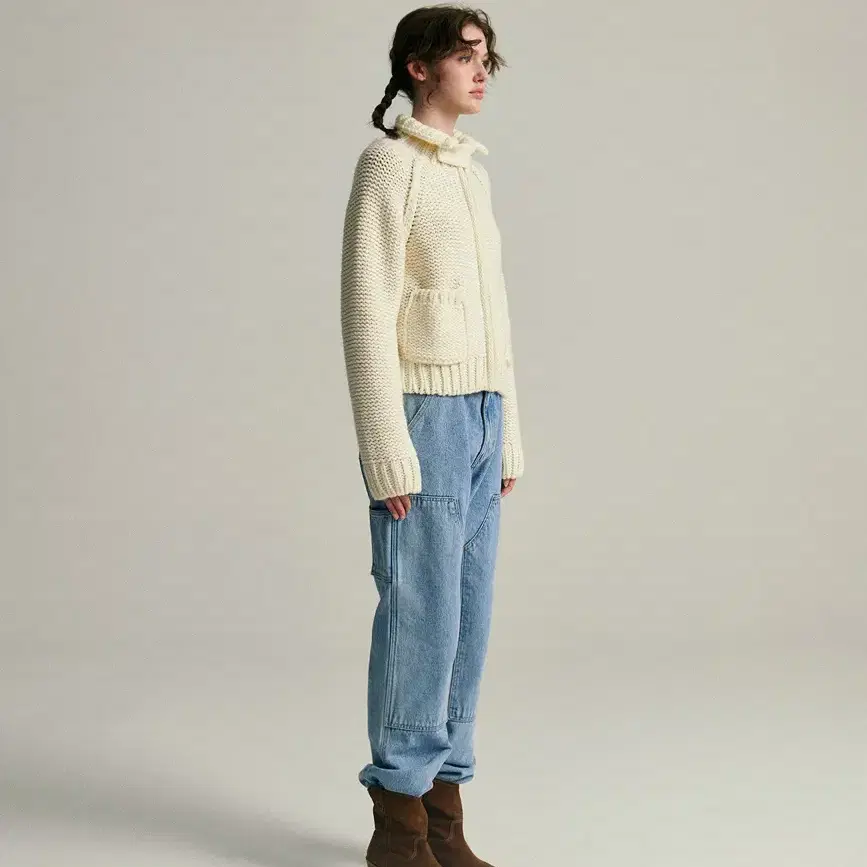 더바넷 soap zip-up knit cardigan ivory