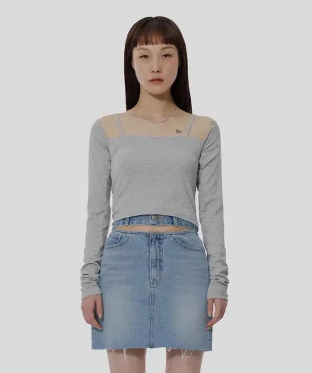 큐리티 C STRING LAYERED T-SHIRT_gray