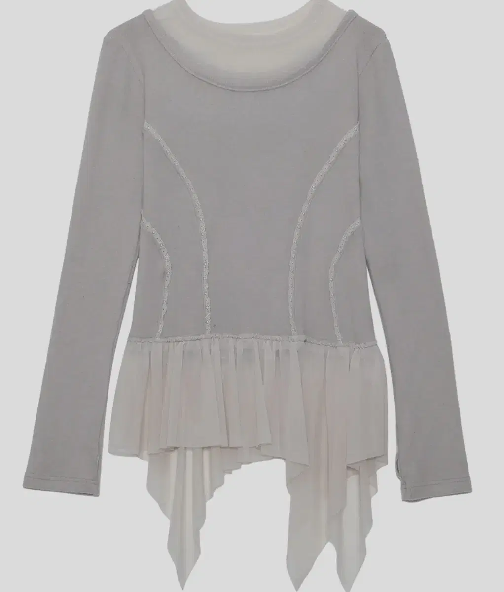 플레어업 Layered Lace Frill Long Sleeve Gray