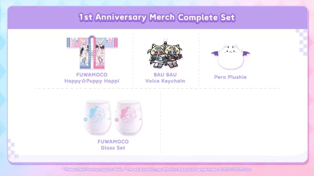 Sell goods commemorating the first anniversary of Holo Live Fuwa Moko