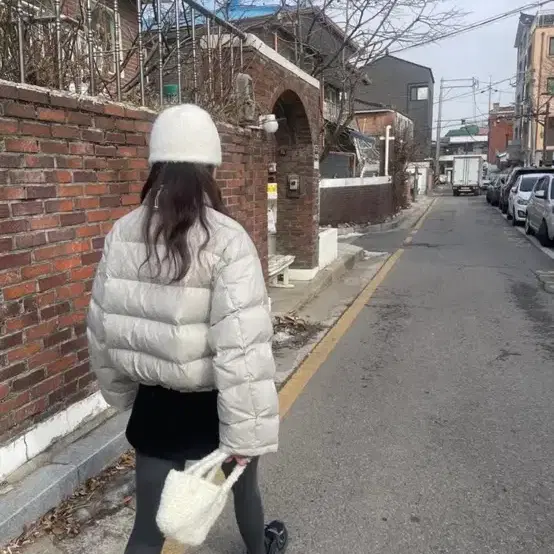 오브제이 그레이 반집업패딩