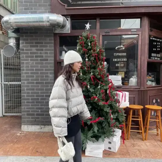 오브제이 그레이 반집업패딩