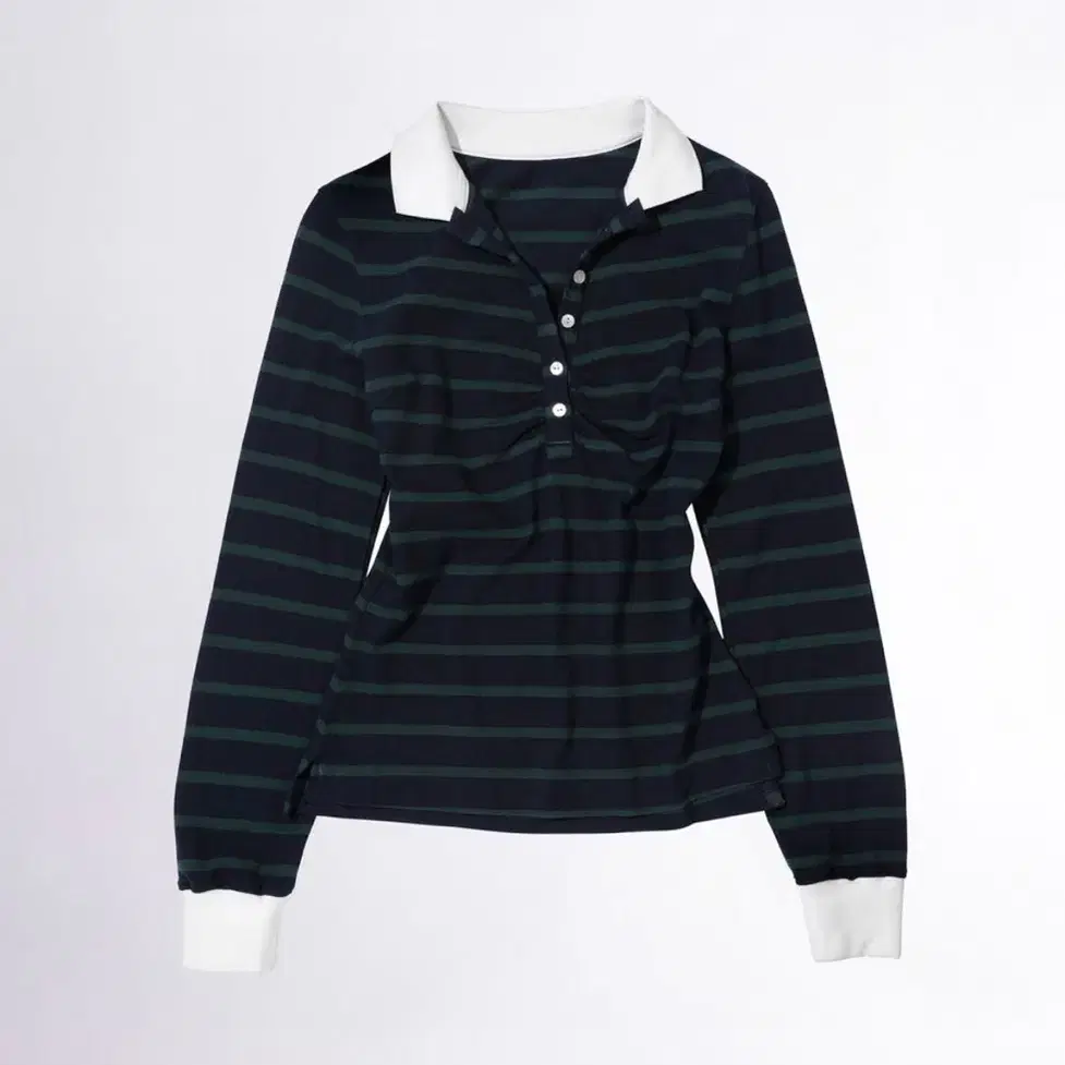 스컬프터 Shirring Tennis Shirt Navy/Green St