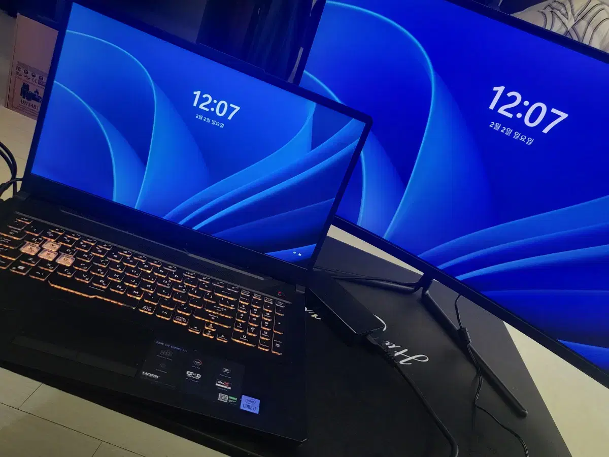 노트북 17인치 Asus i7 10870 gtx1650ti