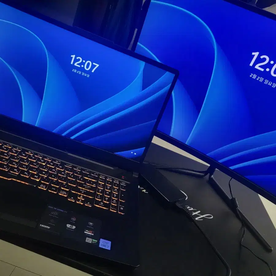 노트북 17인치 Asus i7 10870 gtx1650ti