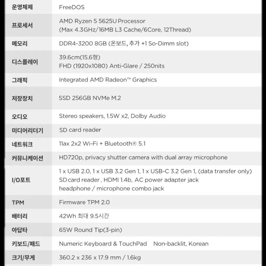 [미개봉] 레노버 아이디어패드 슬림 1 15ALC7 CloudGrey