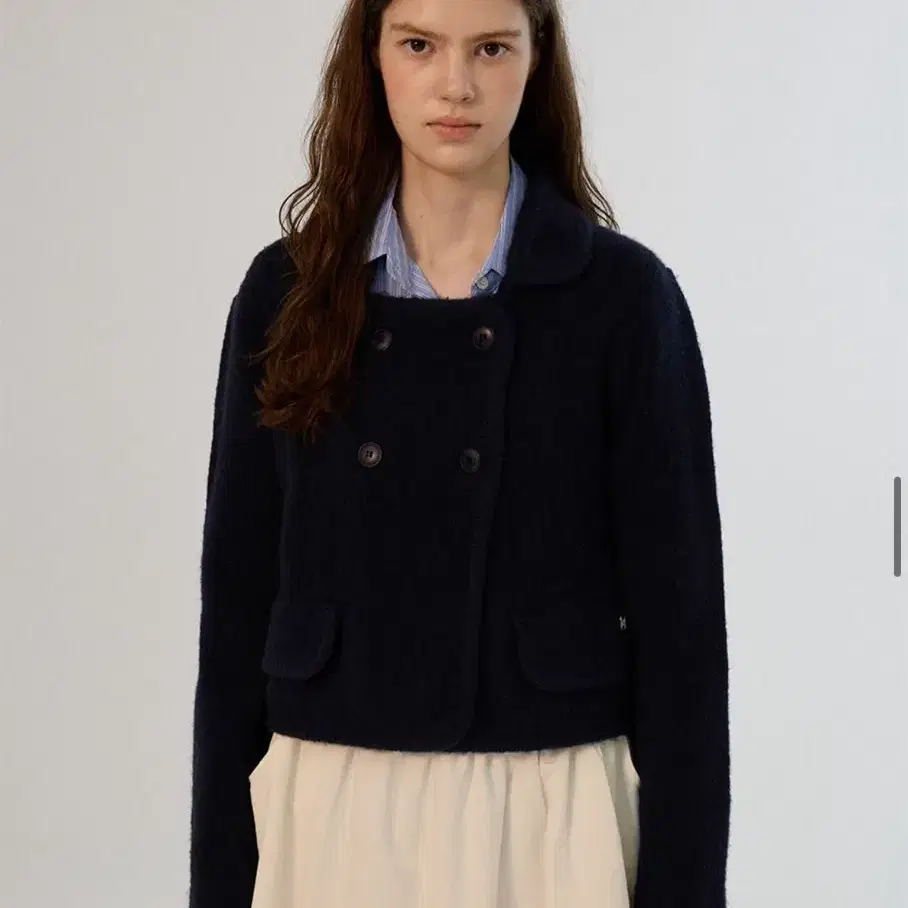 썸웨어버터 Robin Double Knit Wool Jacket navy