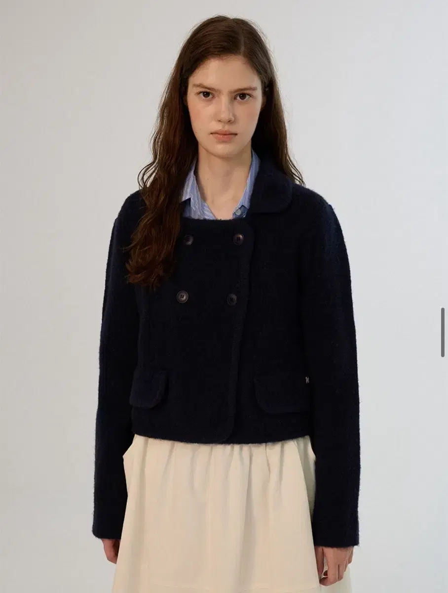 썸웨어버터 Robin Double Knit Wool Jacket navy