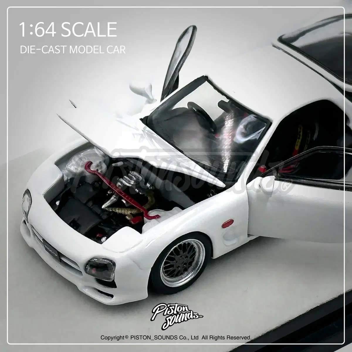 1:64스케일 다이캐스트 마쯔다 RX7 FD3S 풀오픈 화이트 BBS휠