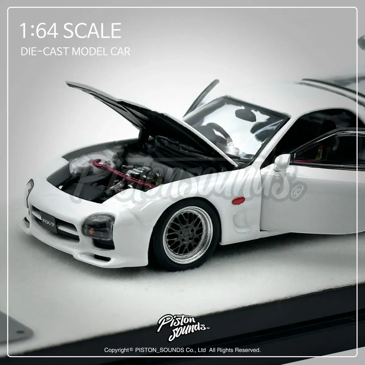 1:64스케일 다이캐스트 마쯔다 RX7 FD3S 풀오픈 화이트 BBS휠