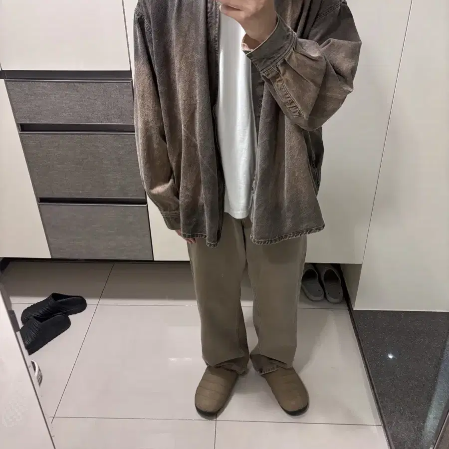 XL 자라 ZARA 오버핏 빈티지 데님 셔츠