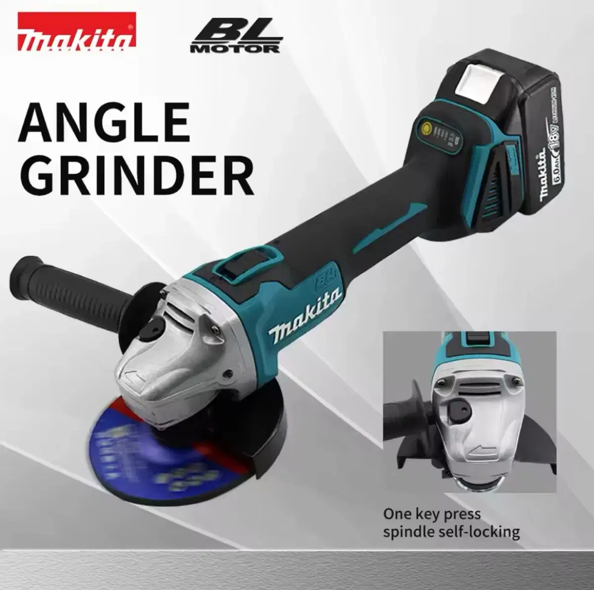 Makita 18V 100mm M14 브러시리스 모터 앵글 그라인더