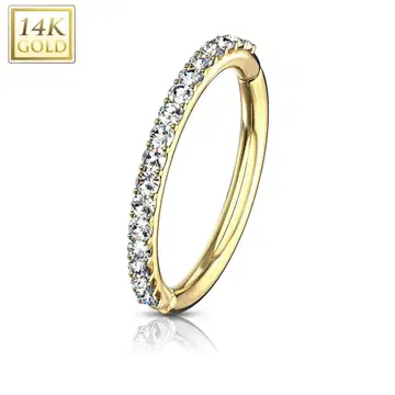 코 귀걸이 14K 골드 크리스탈 반지 10mm