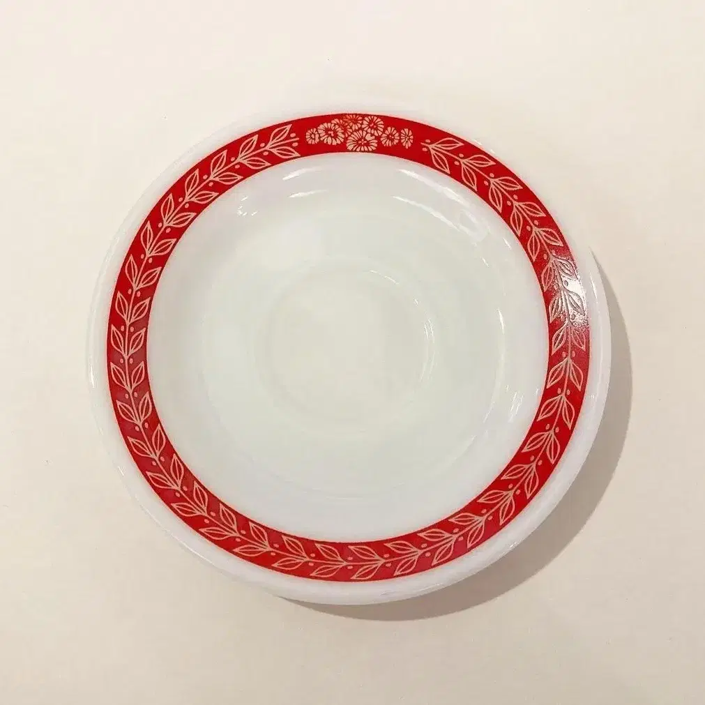 60s PYREX red leaf milk glass coffee cu