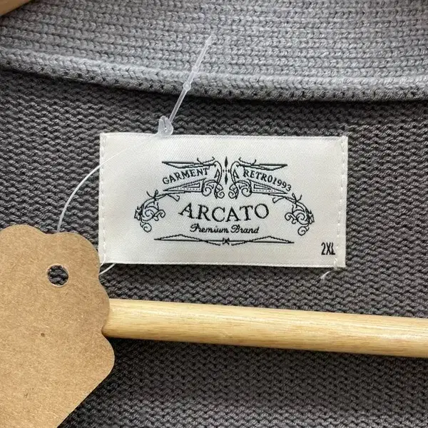 2XL ARCATO 컬러블록 오버핏 가디건 빈티지룩