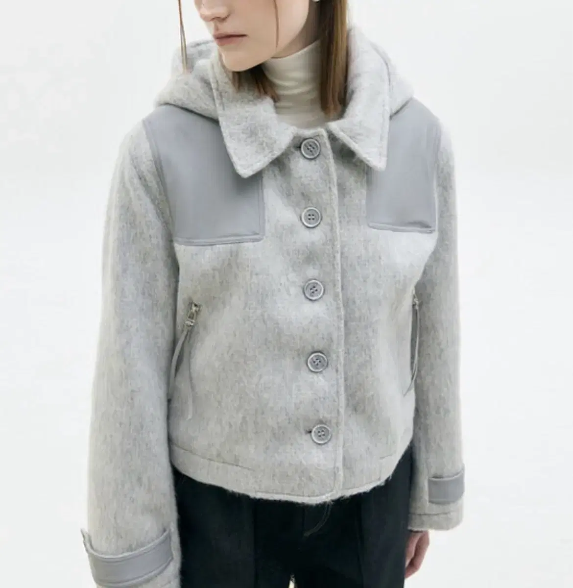 LARTIGENT LX mohair leather crop coat