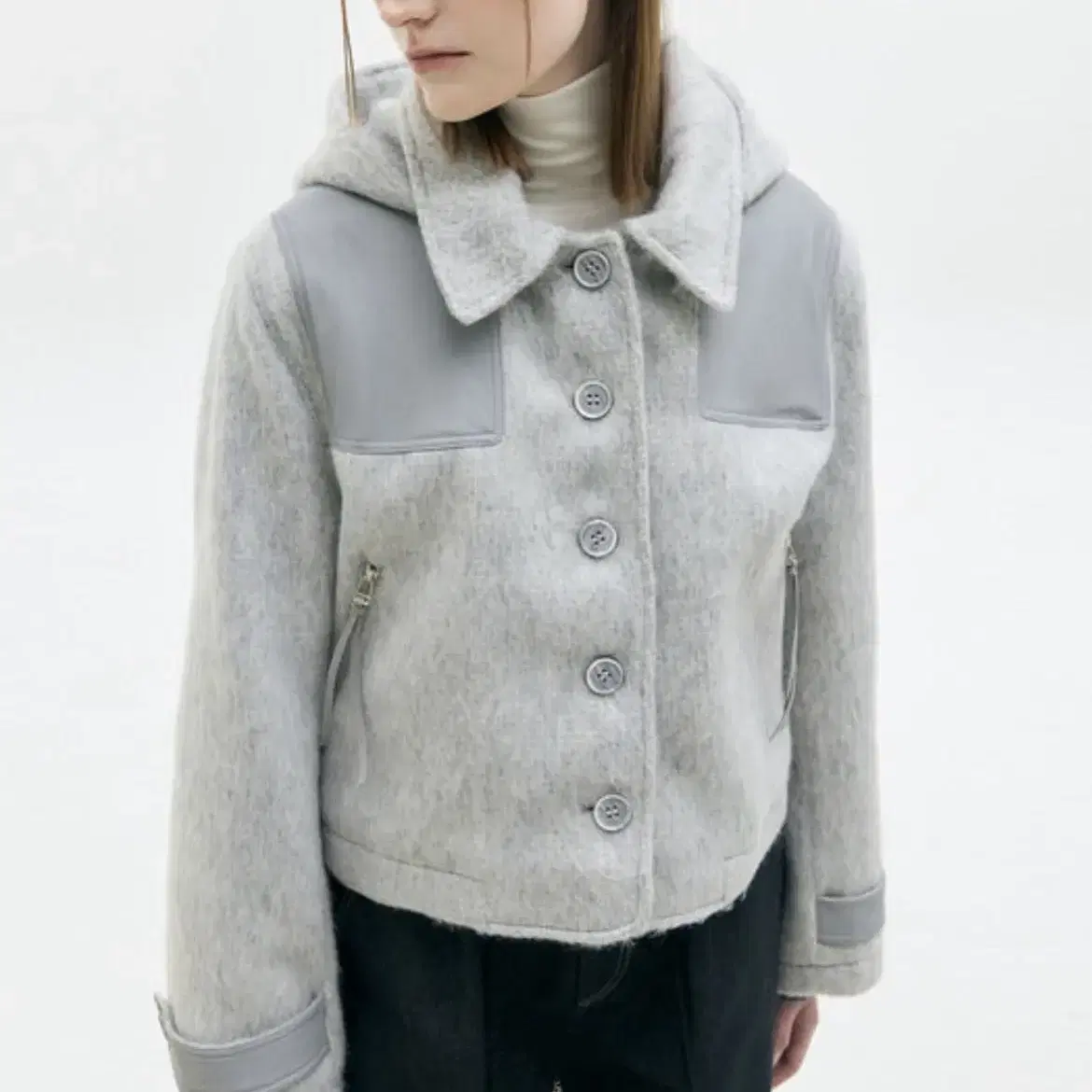 LARTIGENT LX mohair leather crop coat