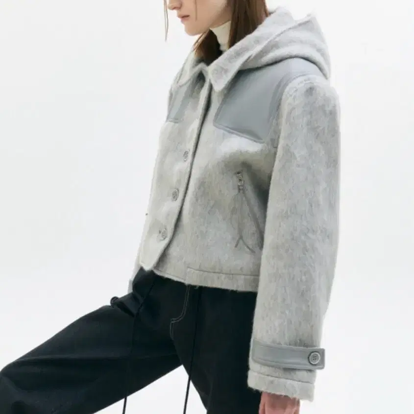 LARTIGENT LX mohair leather crop coat