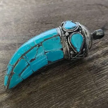 앤티크 터콰이즈 터키석 은세공 목걸이 펜던트 탑