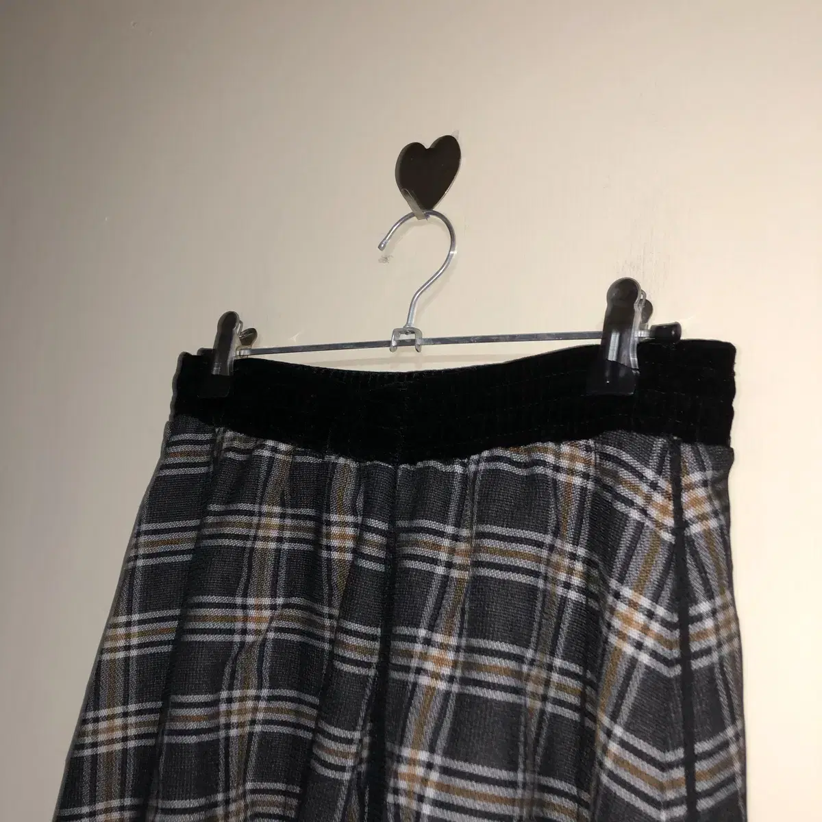 Vintage Black check lace long sk