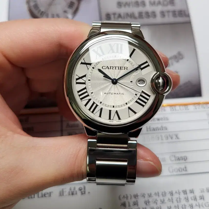 까르띠에 발롱블루 42mm 스틸 오토매틱 브레이슬릿 ver. (감정서 포 사진 2