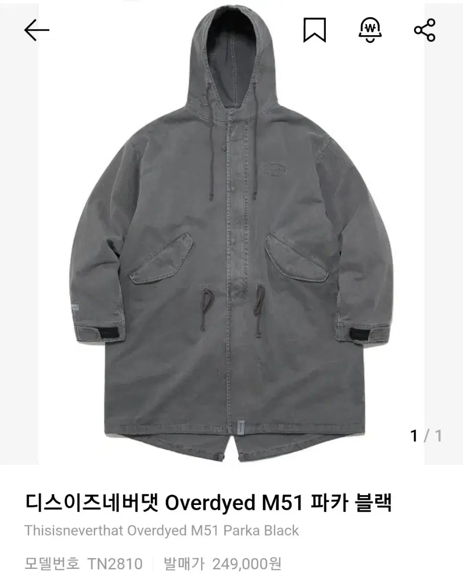 디스이즈네버댓 overdyed M51 파카 - 블랙