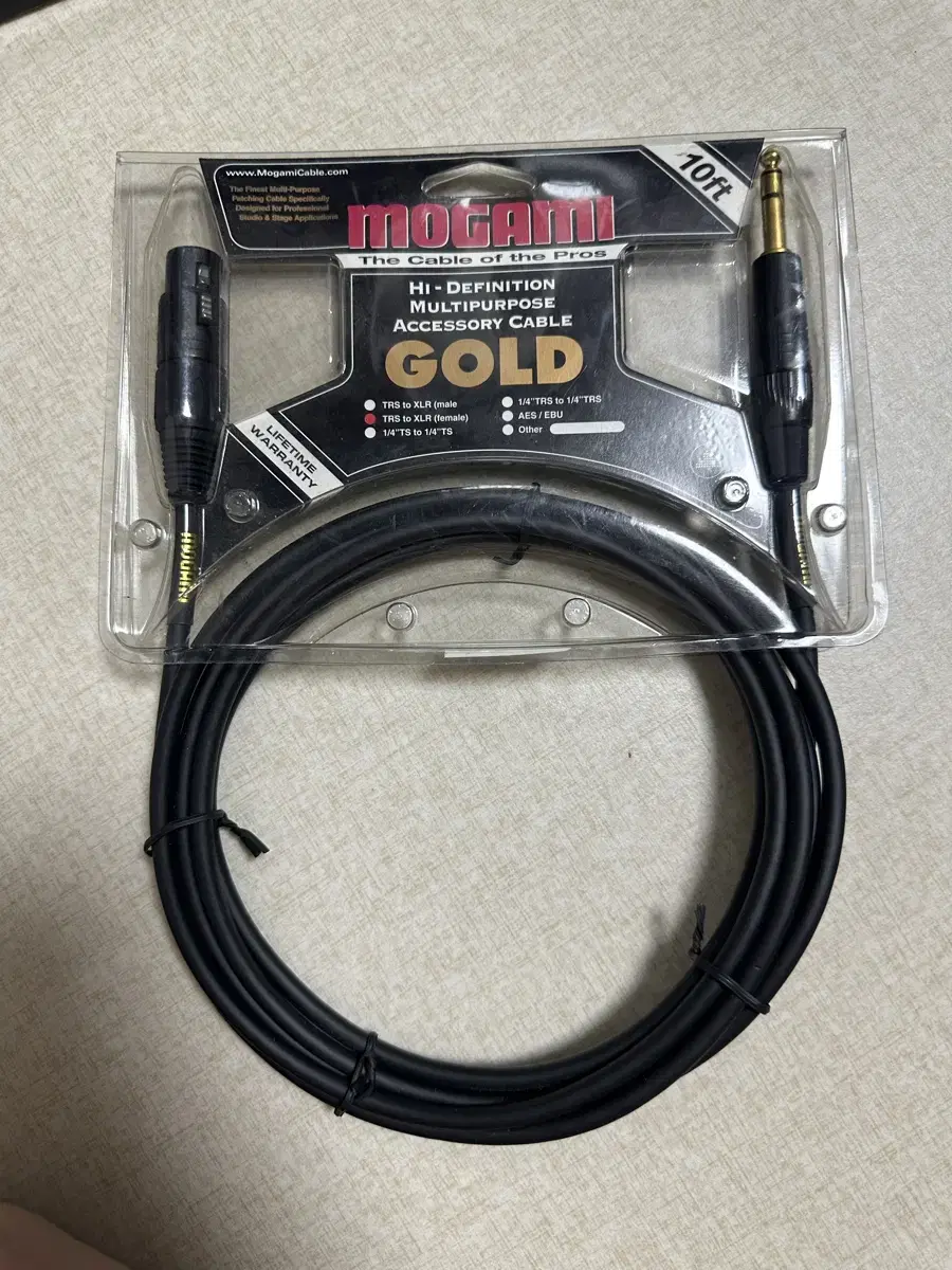 Mogami GOLD TRS-XLRF 액세서리 케이블 10ft