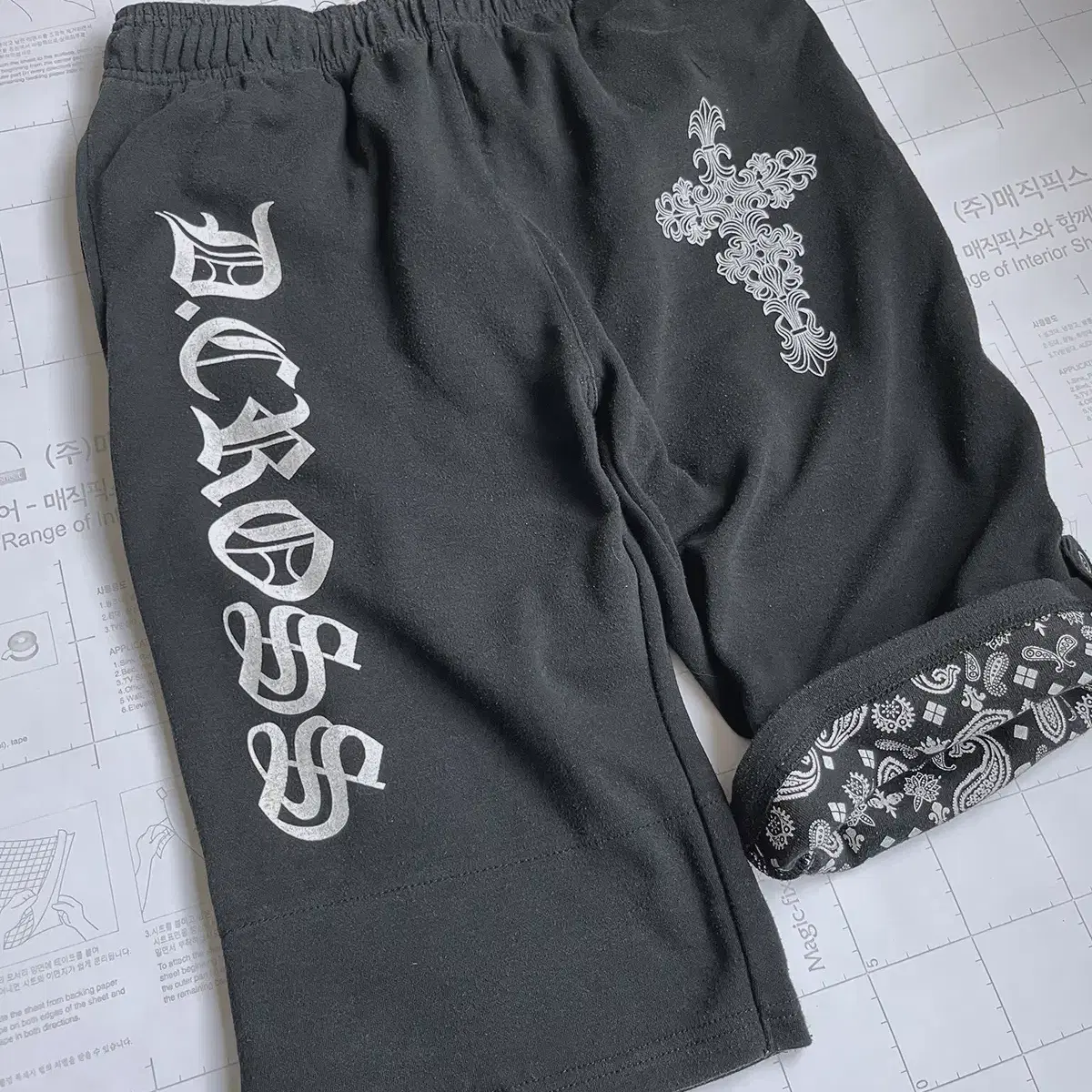 gothic detail graphic pants