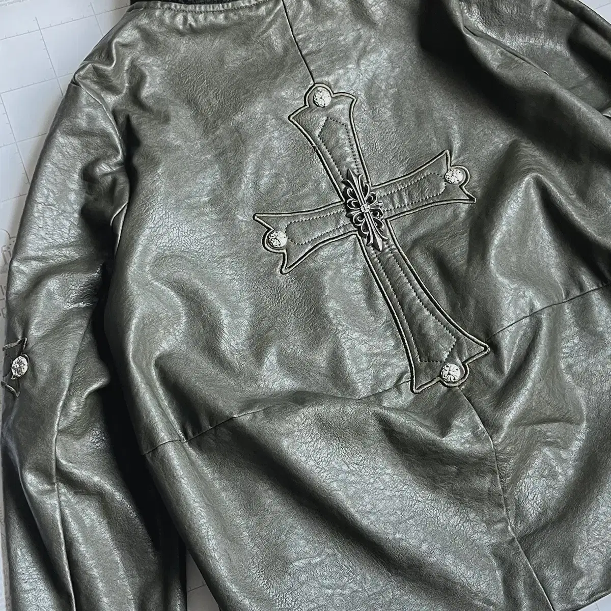 gothic cross leather jacket