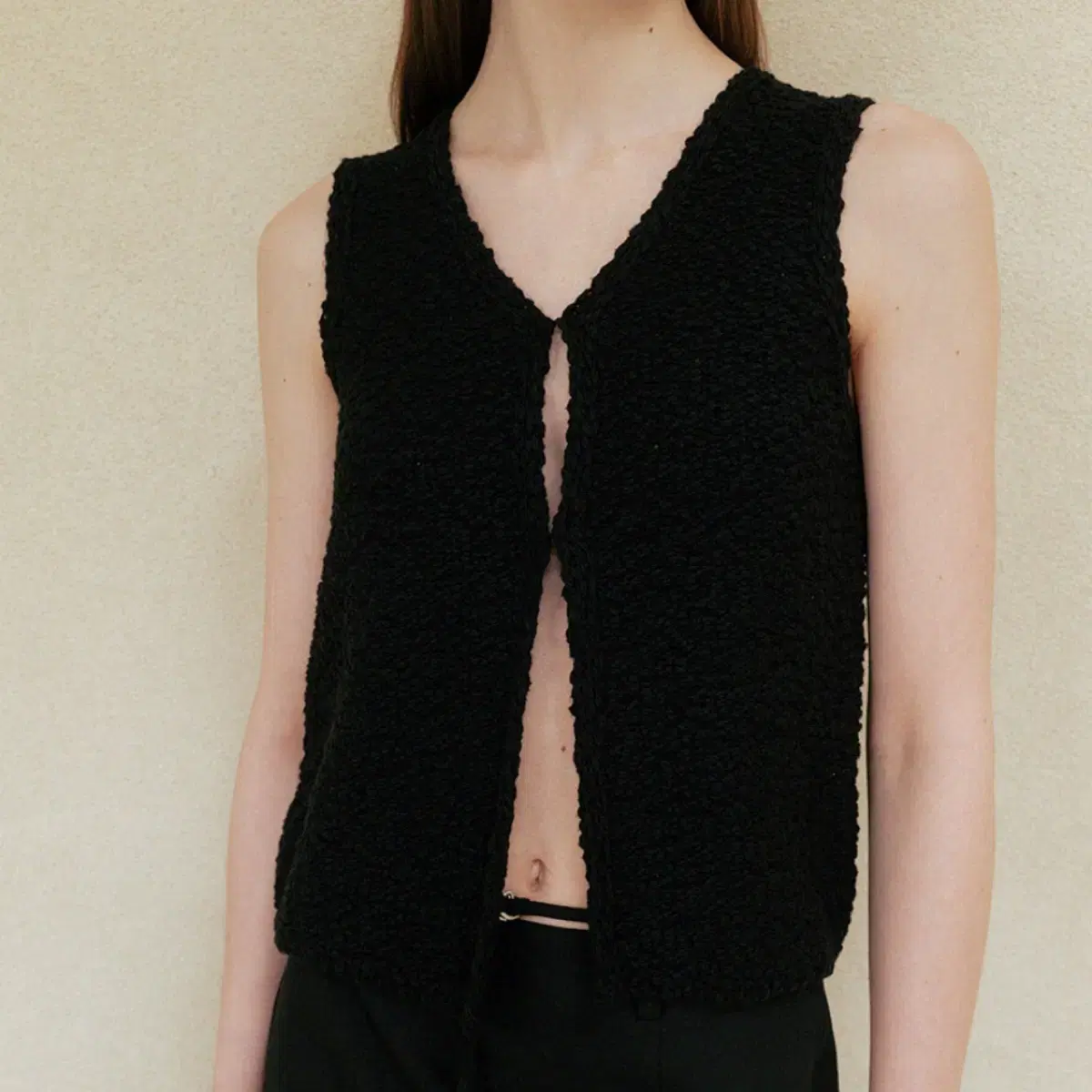 le 르 cotton knit vest (black)