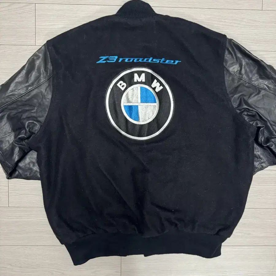 90s 할로웨이 bmw 울 레더암 바시티 자켓