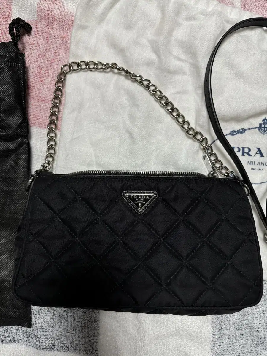 Prada Poccono Quilted Mini Chain Shoulder Crossbody Bag