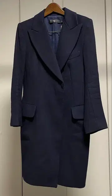 유니클로 +J 네이비 더블 브레스트 캐시미어 코트