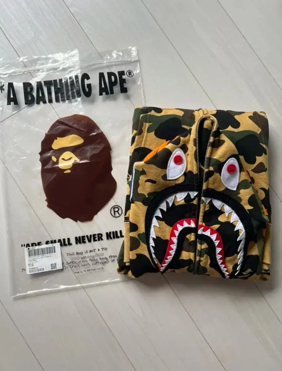 bape 베이프 1st wgm 퍼스트 카모 샤크후드 황계 옐로우 후드집업