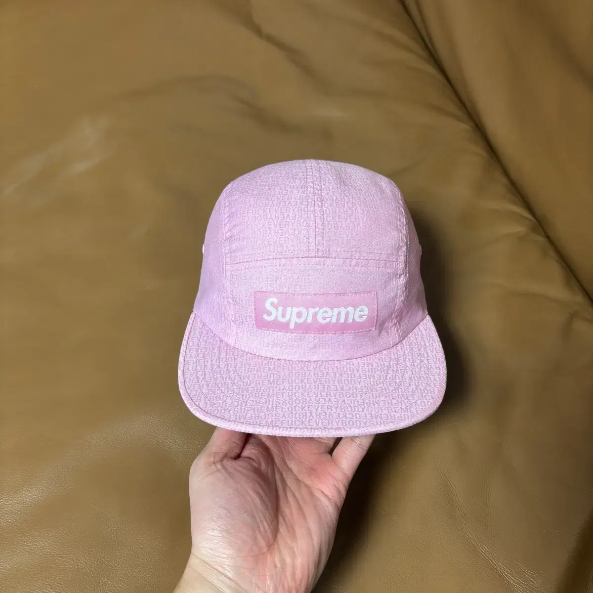 Supreme 슈프림 캠프캡 모자 (Jacquard Logo Pink)