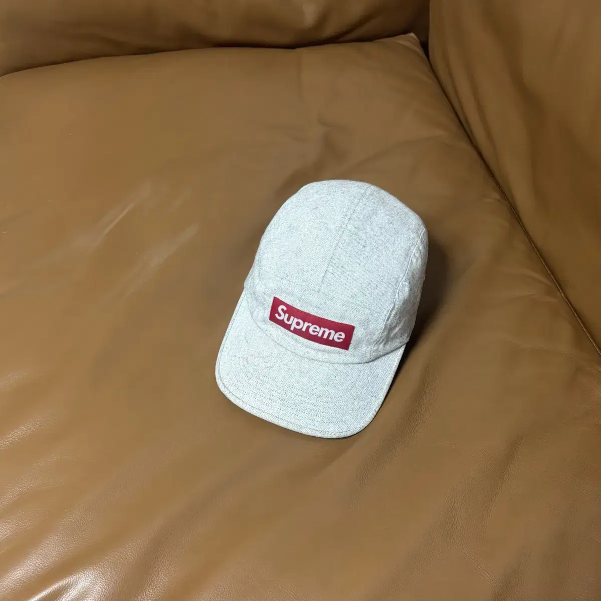 Supreme 슈프림 캠프캡 모자 Coated Denim Natural