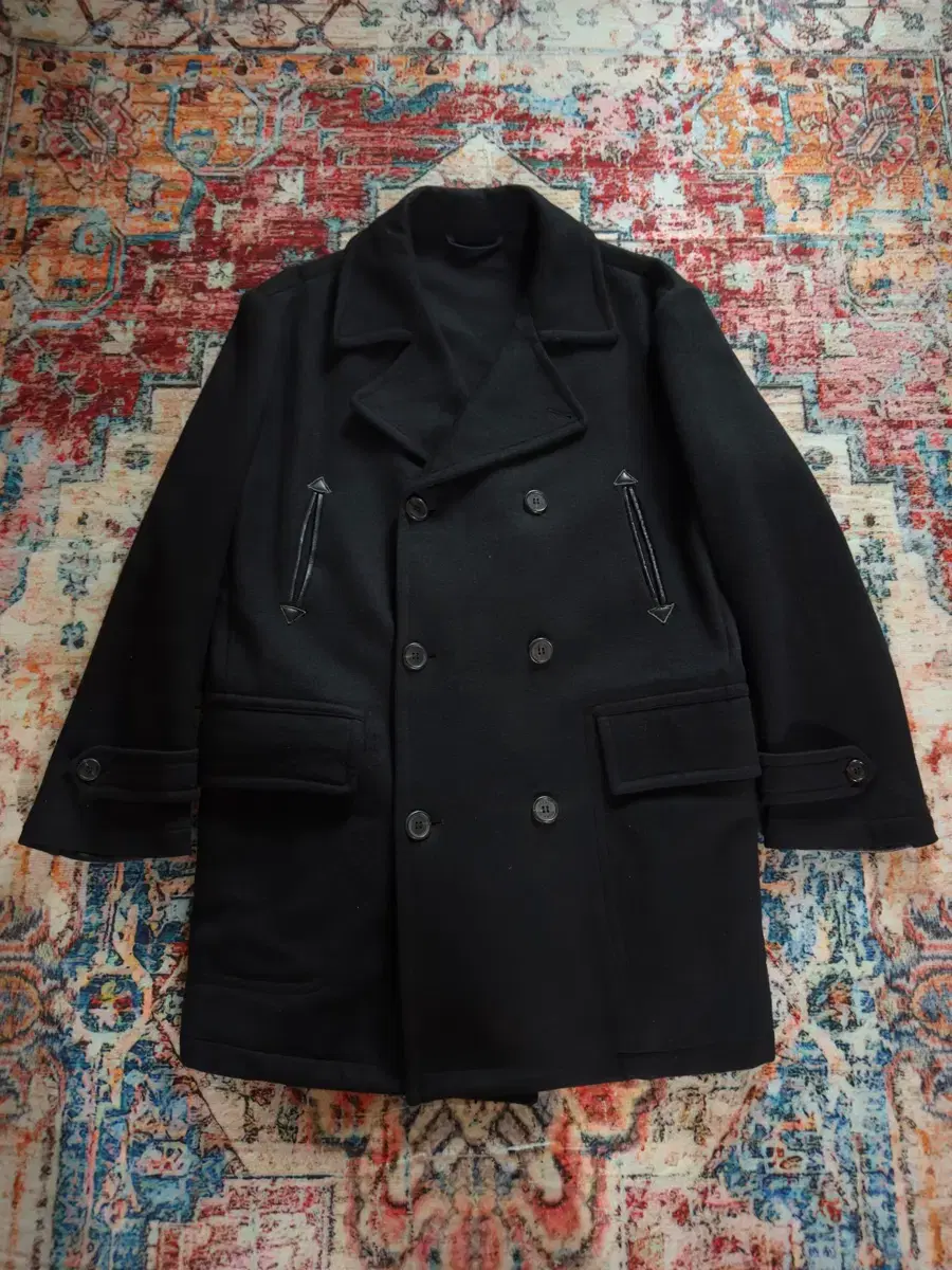 dunhill real leather wool peacoat