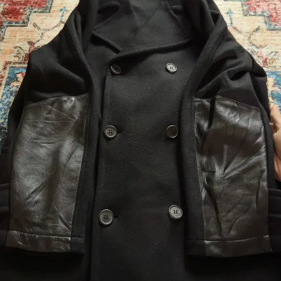 dunhill real leather wool peacoat