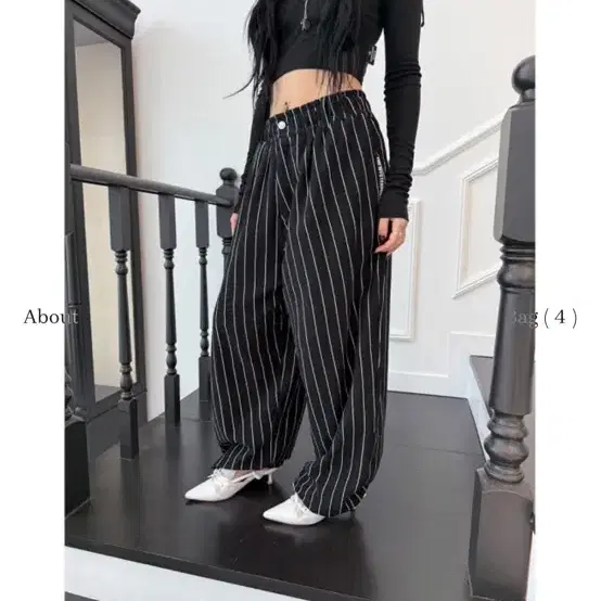 더미스테리어스호텔 STRIPE SWEAT SLACKS 팬츠 블랙 1