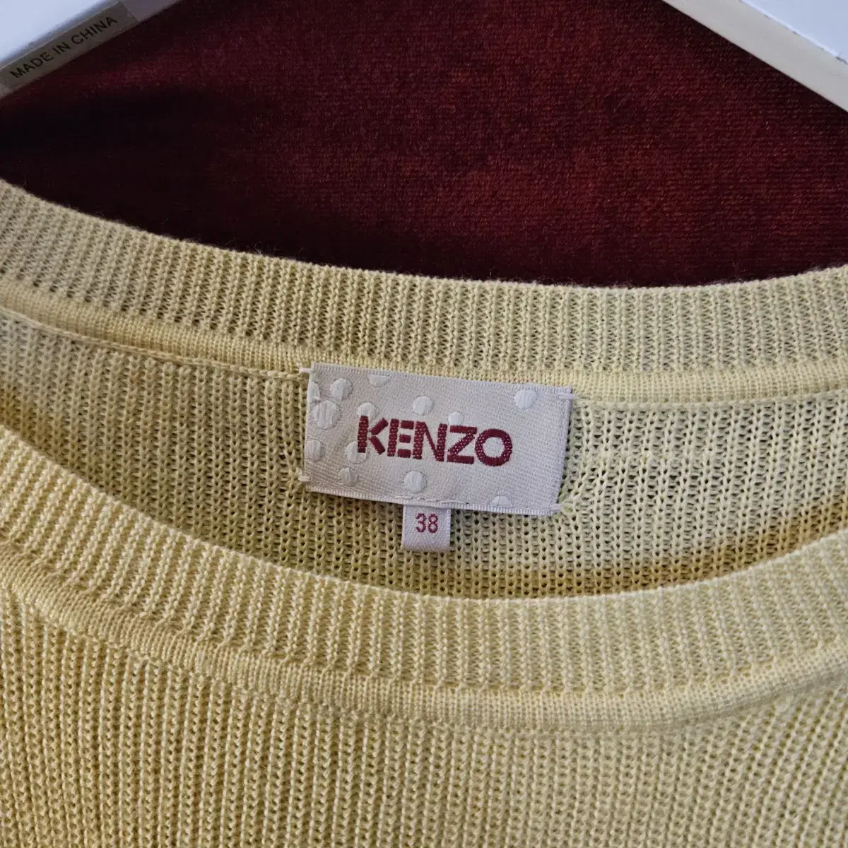 겐조(KENZO) 사이드 옆 트임 딥 라운드넥 니트 38 size