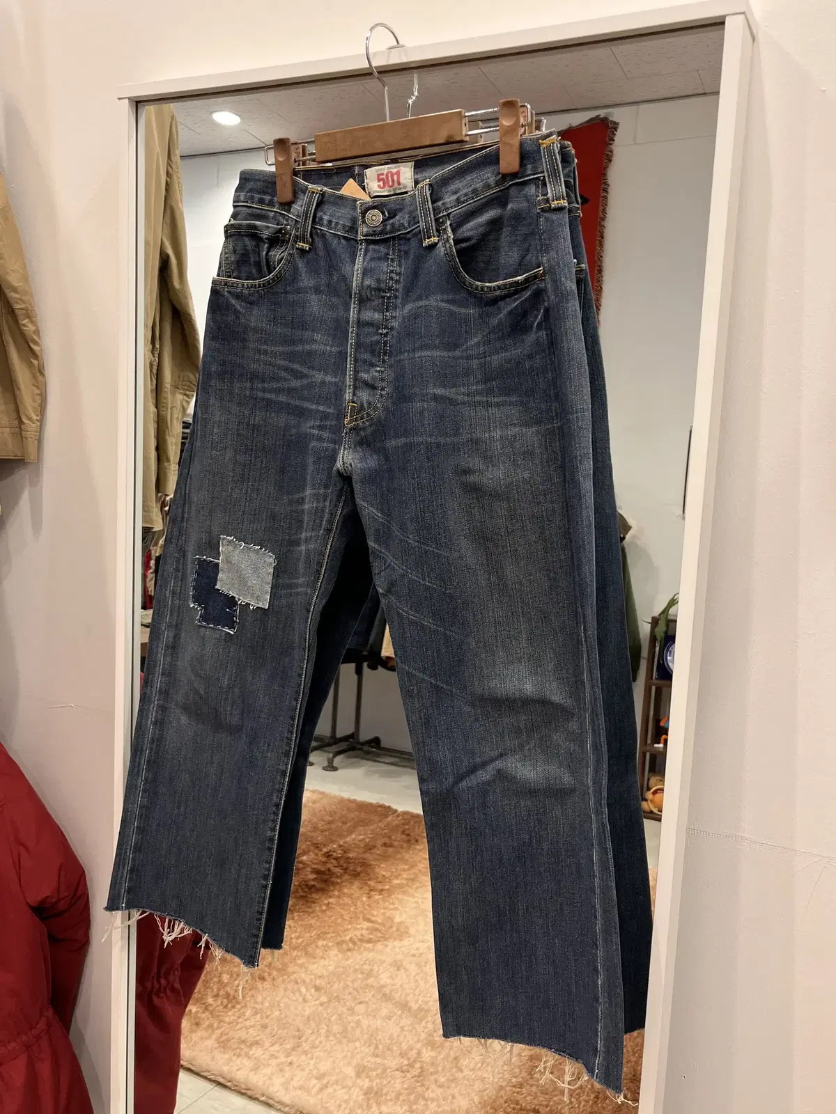 Levis 리바이스 501 빈티지 패치 컷팅 데님 팬츠 (29inch)