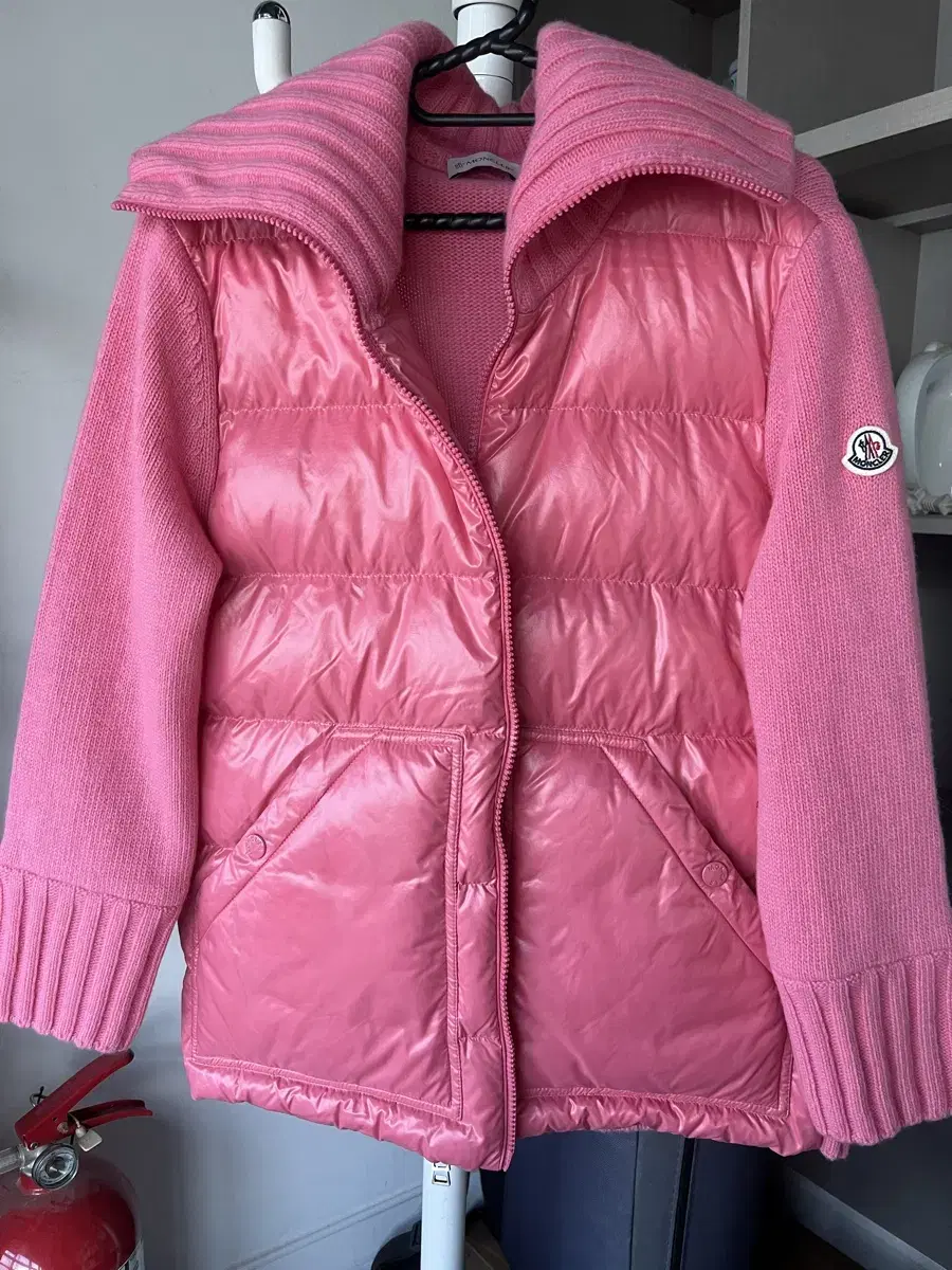 Moncler Women's Neck Collar Padded Knit Zip-Up Cardigan Bright Pink Sell