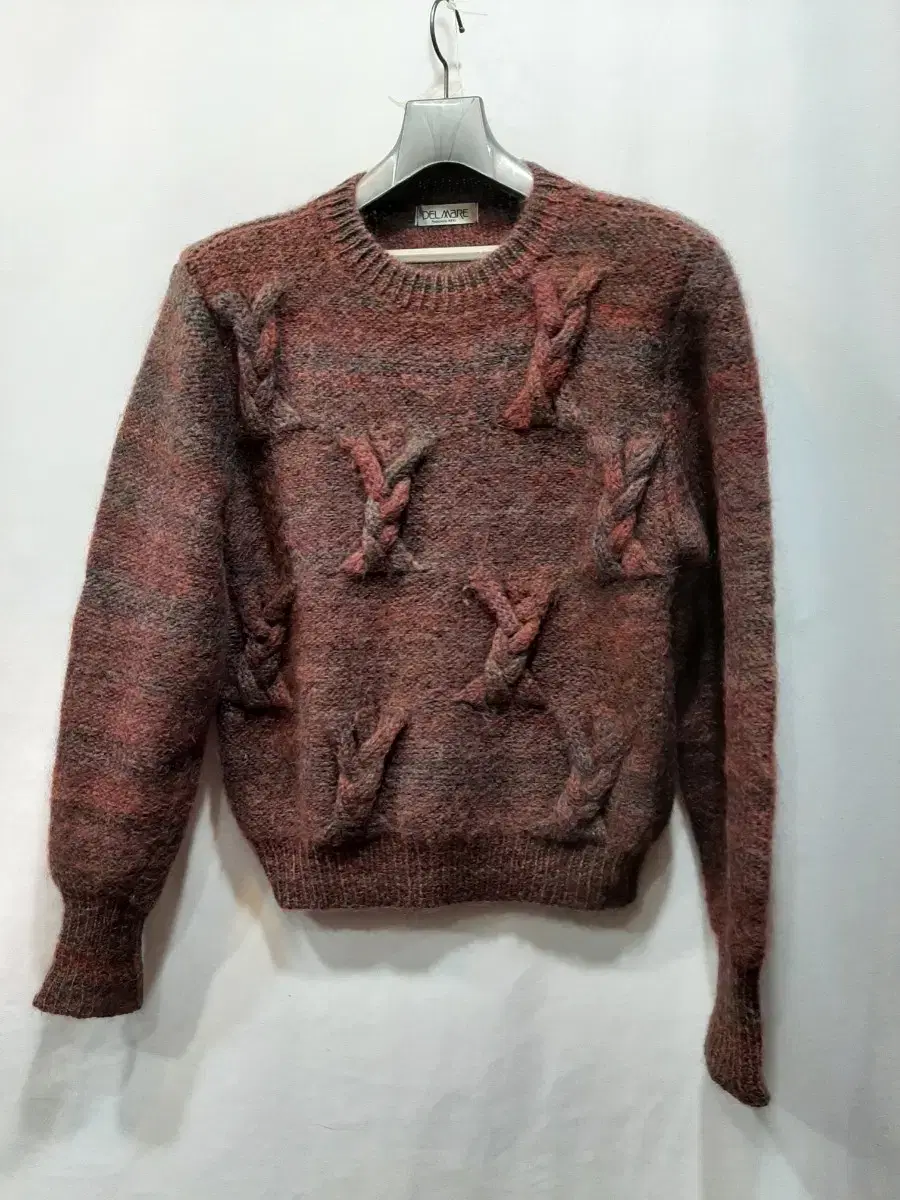 Japanese-made mohair sweater with wine-colored stripes