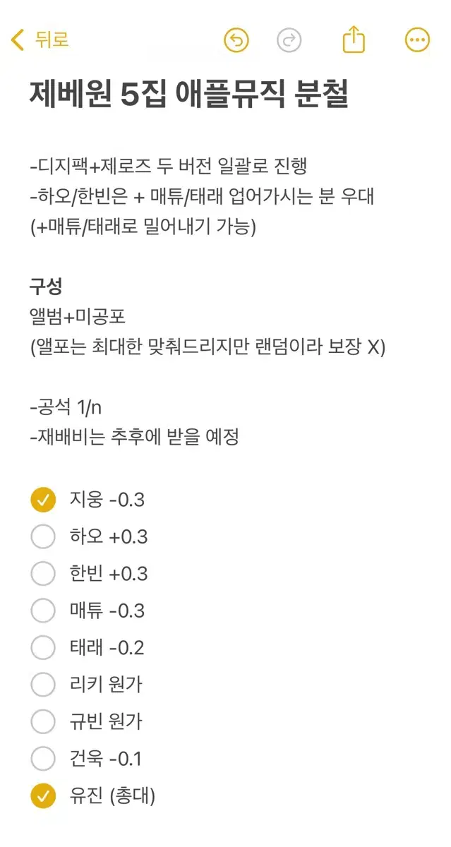 제로베이스원 제베원 5집 블루파라다이스 애플뮤직 미공포 분철