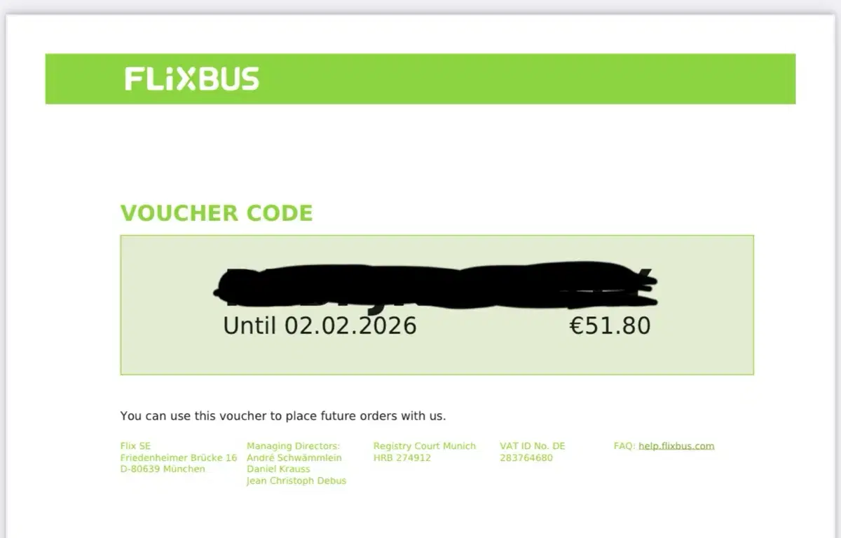 Flixbus 플릭스 버스 바우처