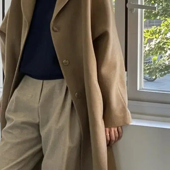 문달 코트 베이지 shawl collar coat